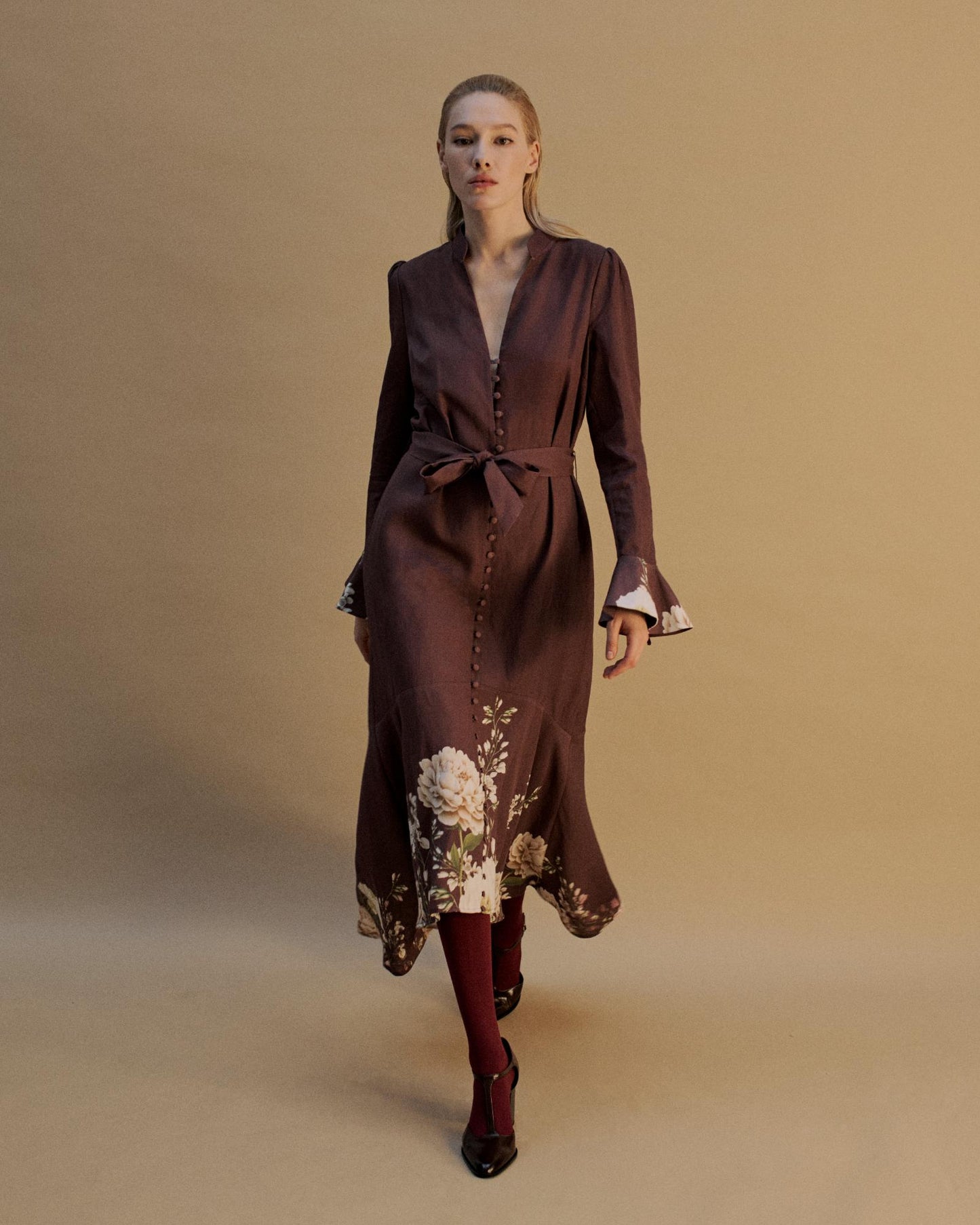 The Carmen Midi Dress in the Botanical Beauty Print