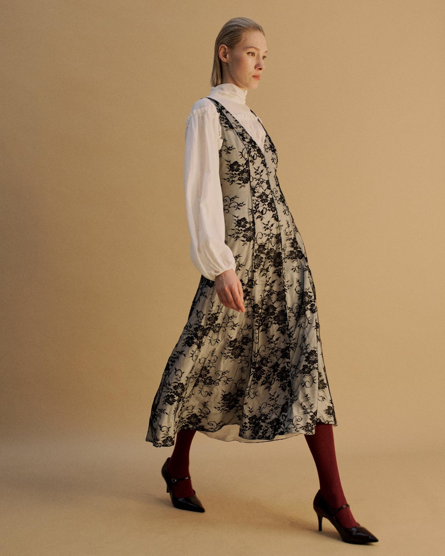The Ingrid Midi Dress in Black lace