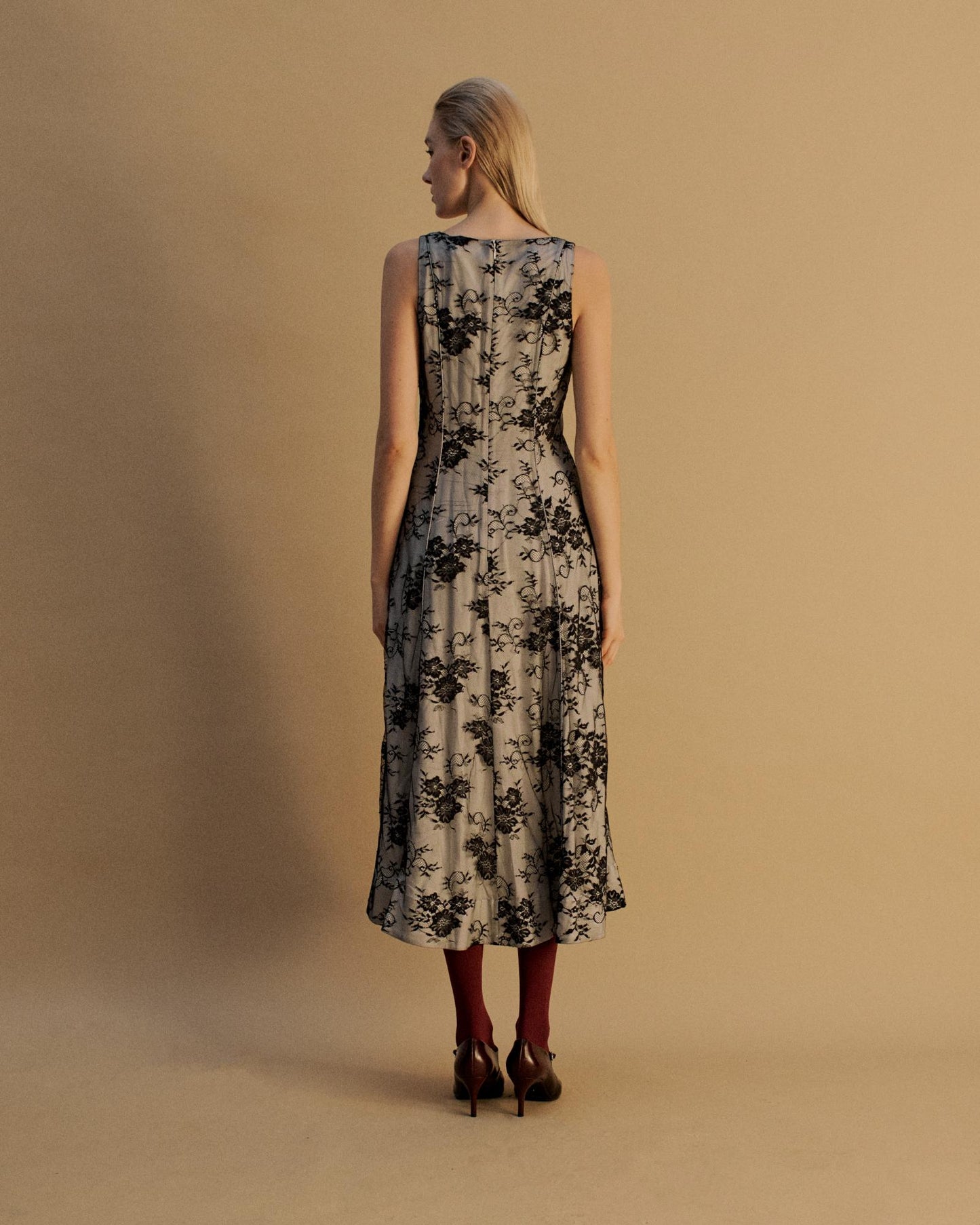 The Ingrid Midi Dress in Black lace
