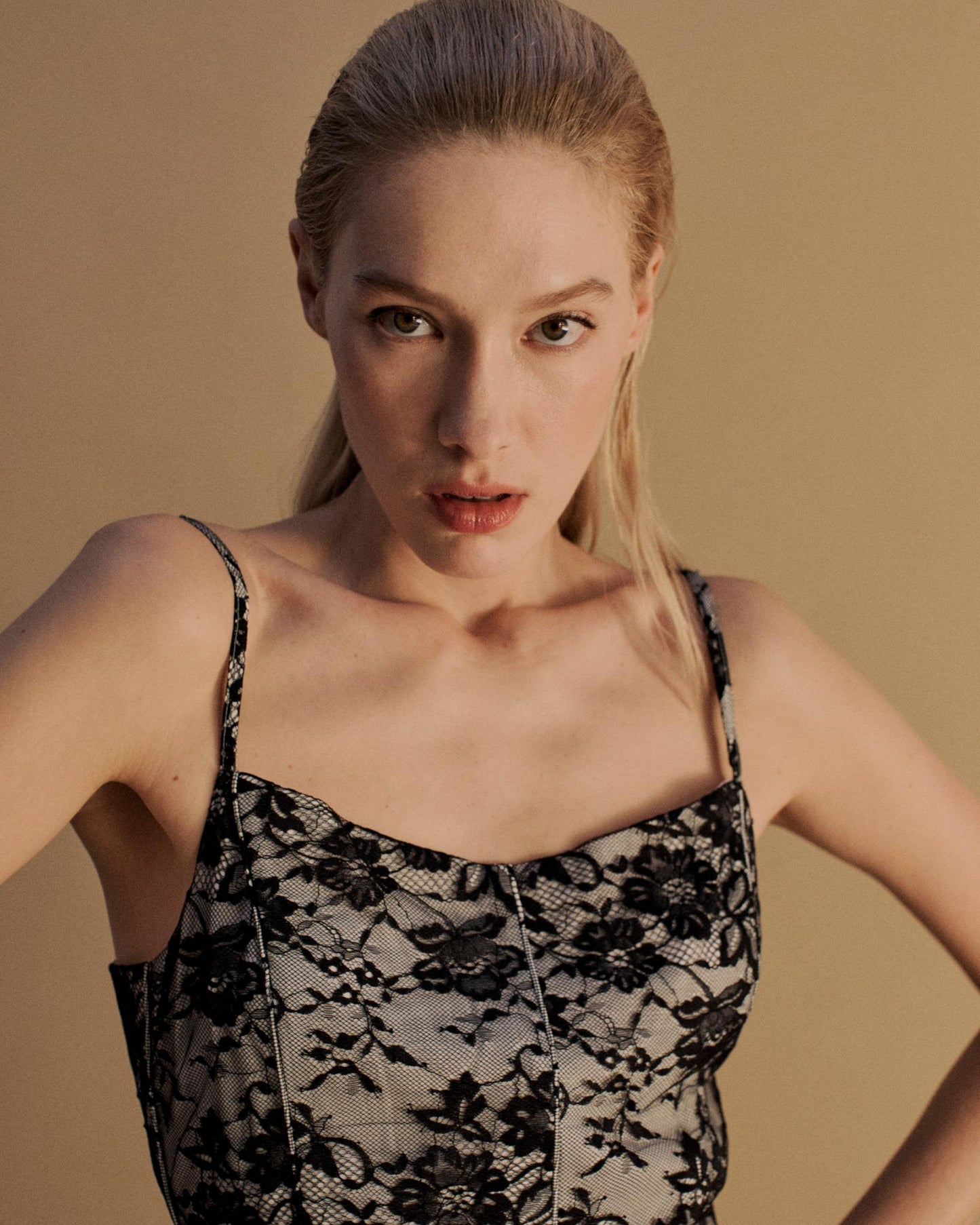 The Malia Mini Dress in Black Lace