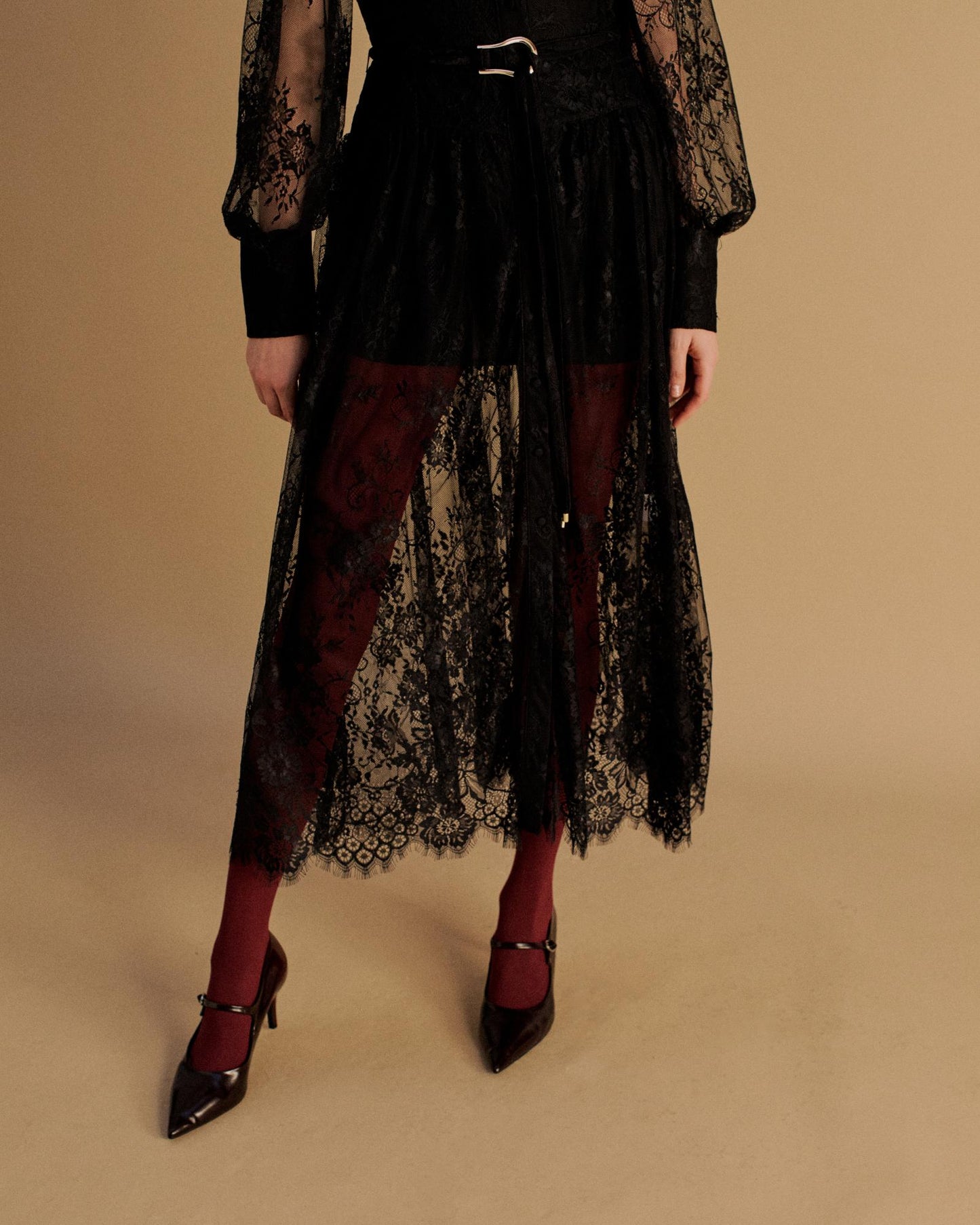 The Nira Shirt Dress in Black Lace