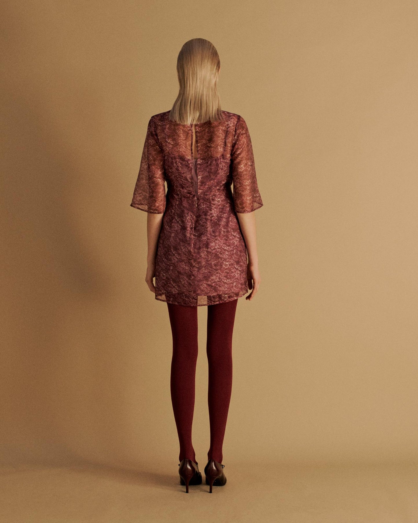 The Keiko Mini Dress in the Magenta Lace Print