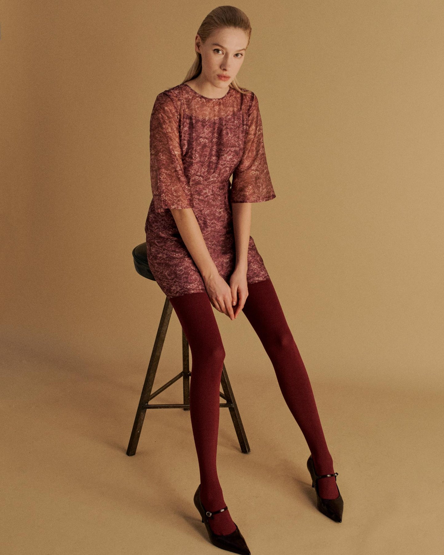 The Keiko Mini Dress in the Magenta Lace Print
