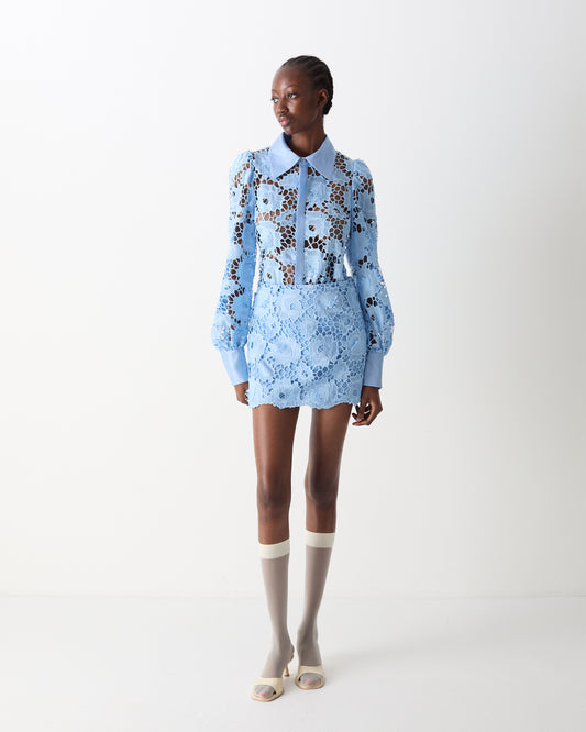 The Selma Mini Skirt in Blue