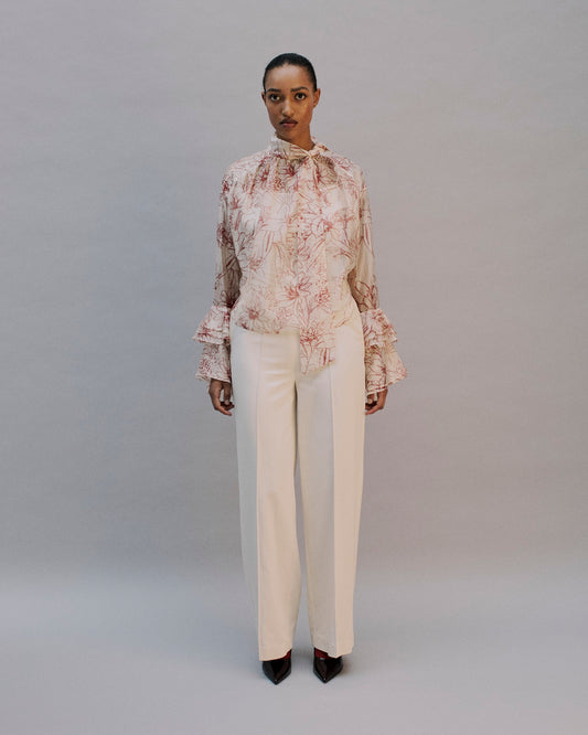 The Clara Blouse in the Artist Bouquet Print