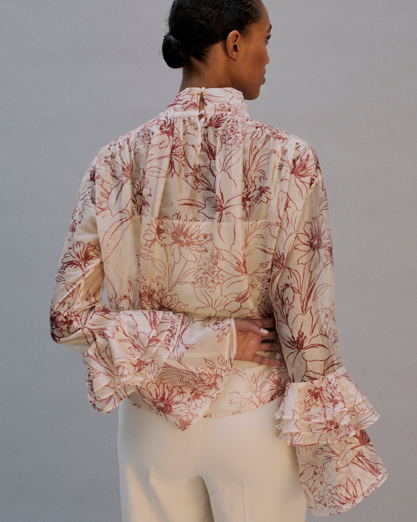 The Clara Blouse in the Artist Bouquet Print