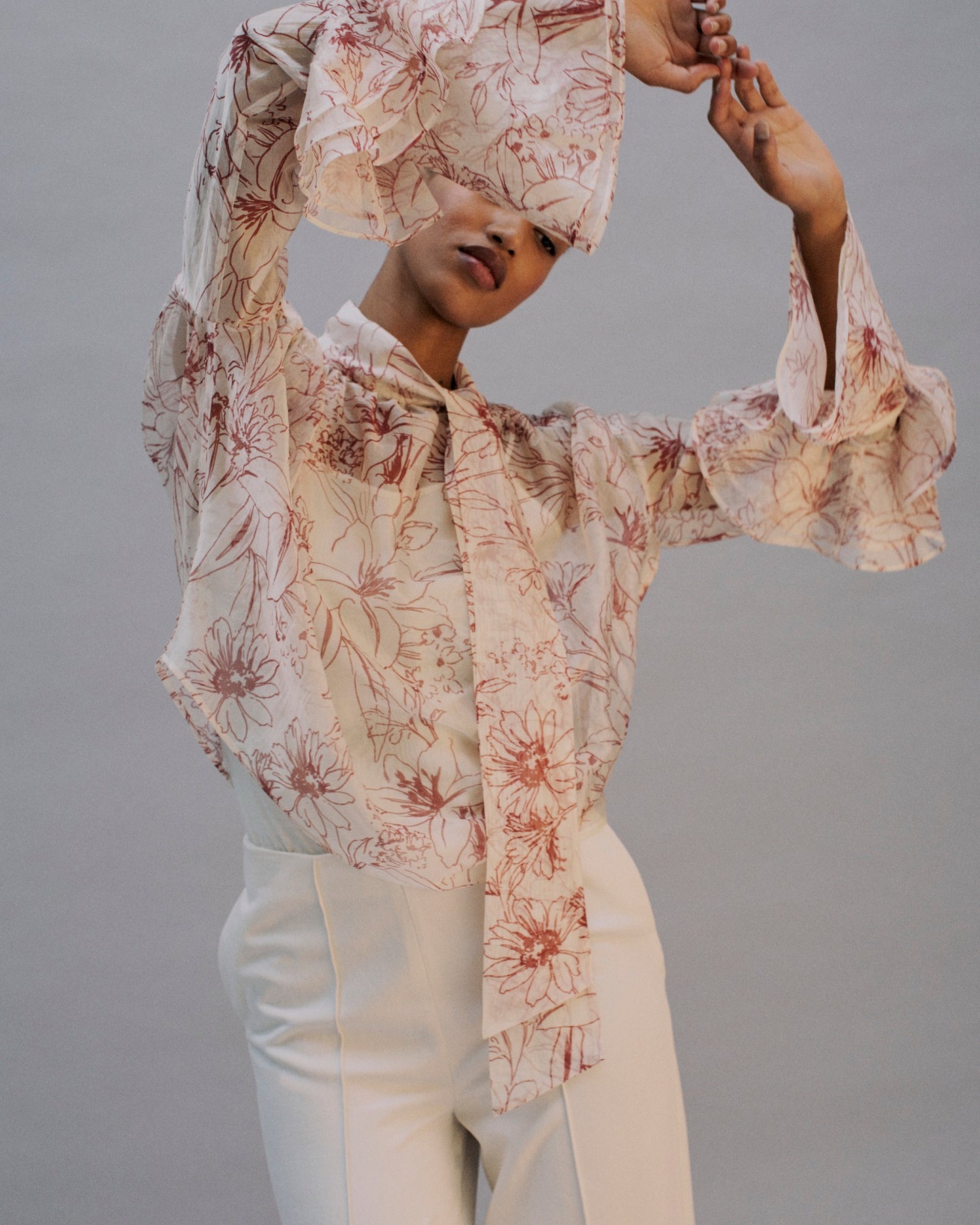 The Clara Blouse in the Artist Bouquet Print