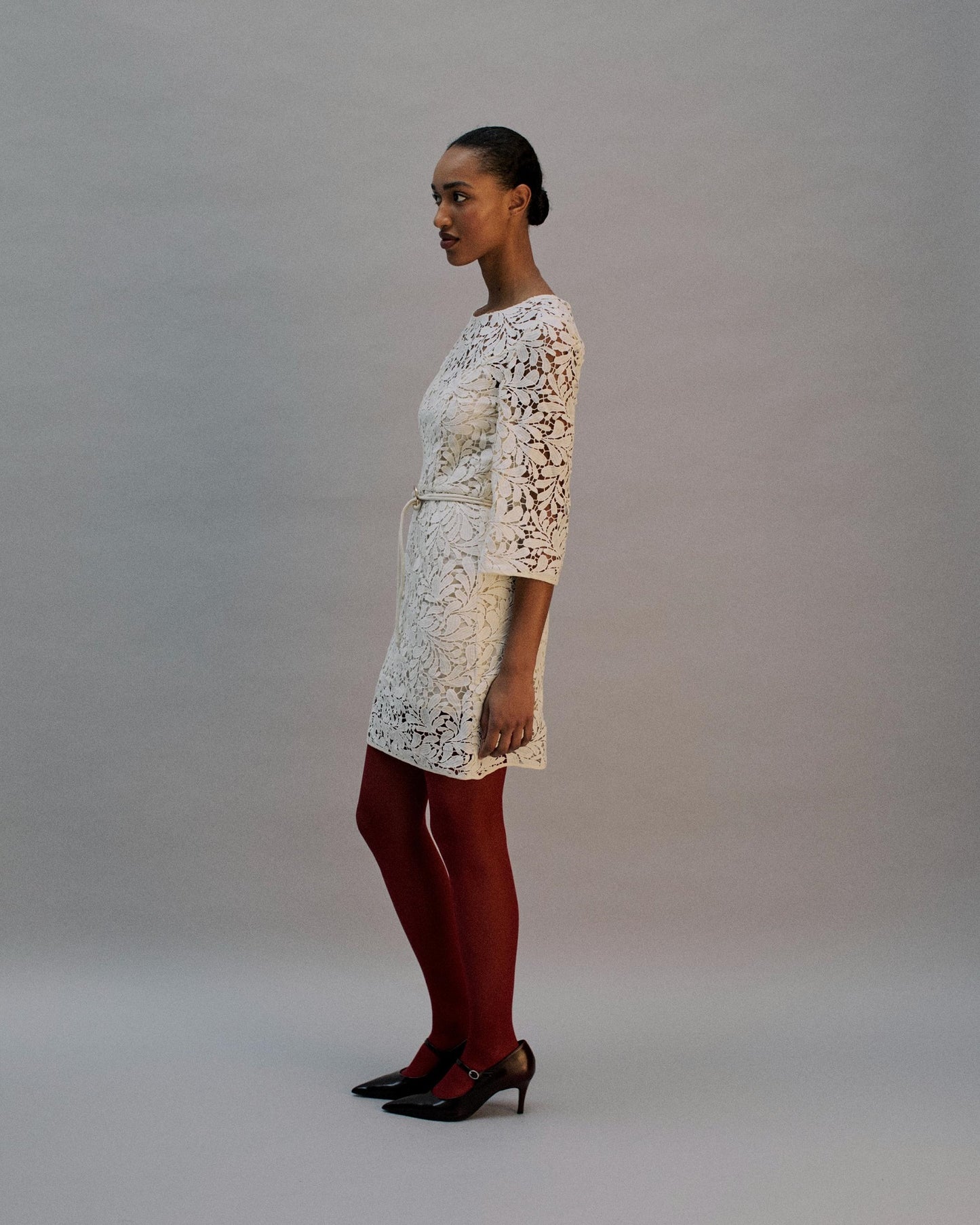 The Daphne Mini Dress in Ivory Lace