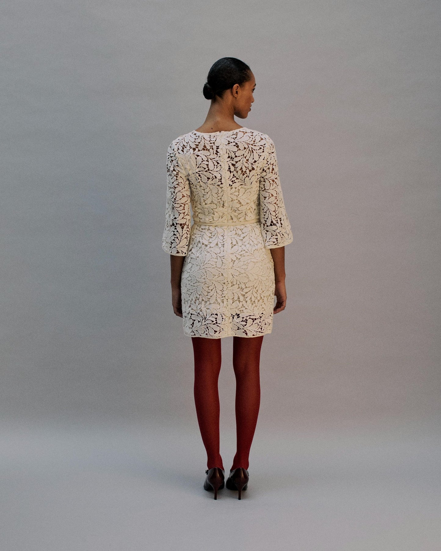 The Daphne Mini Dress in Ivory Lace