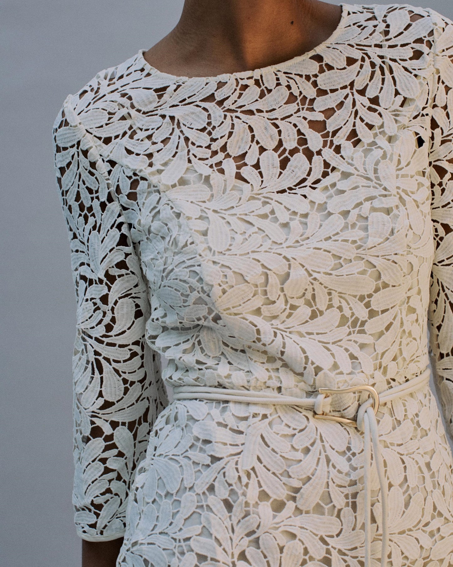 The Daphne Mini Dress in Ivory Lace