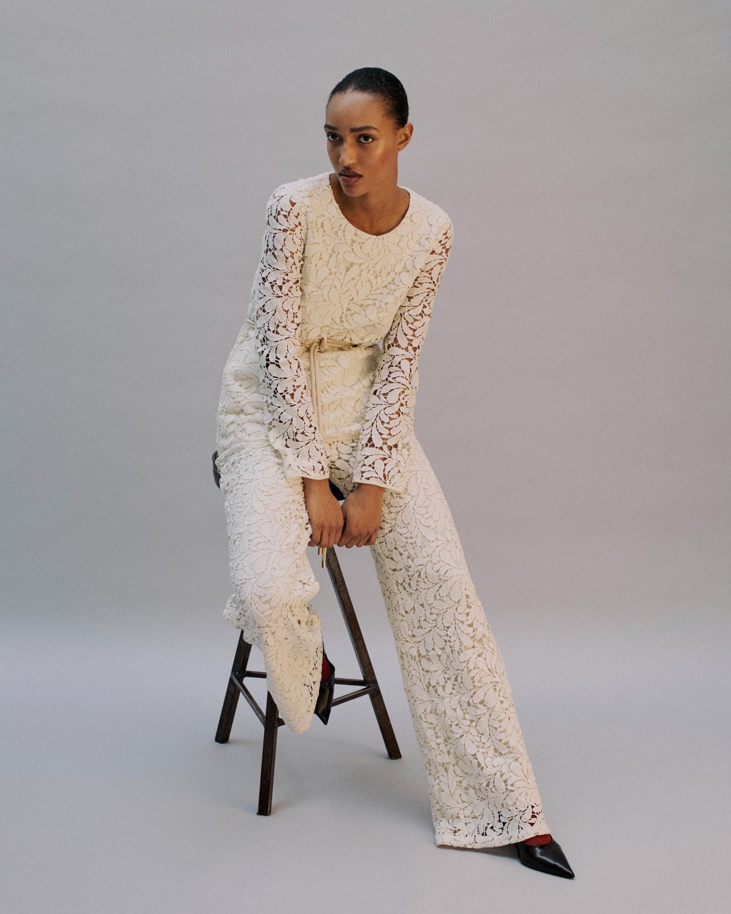 The Greta Pant in Ivory lace