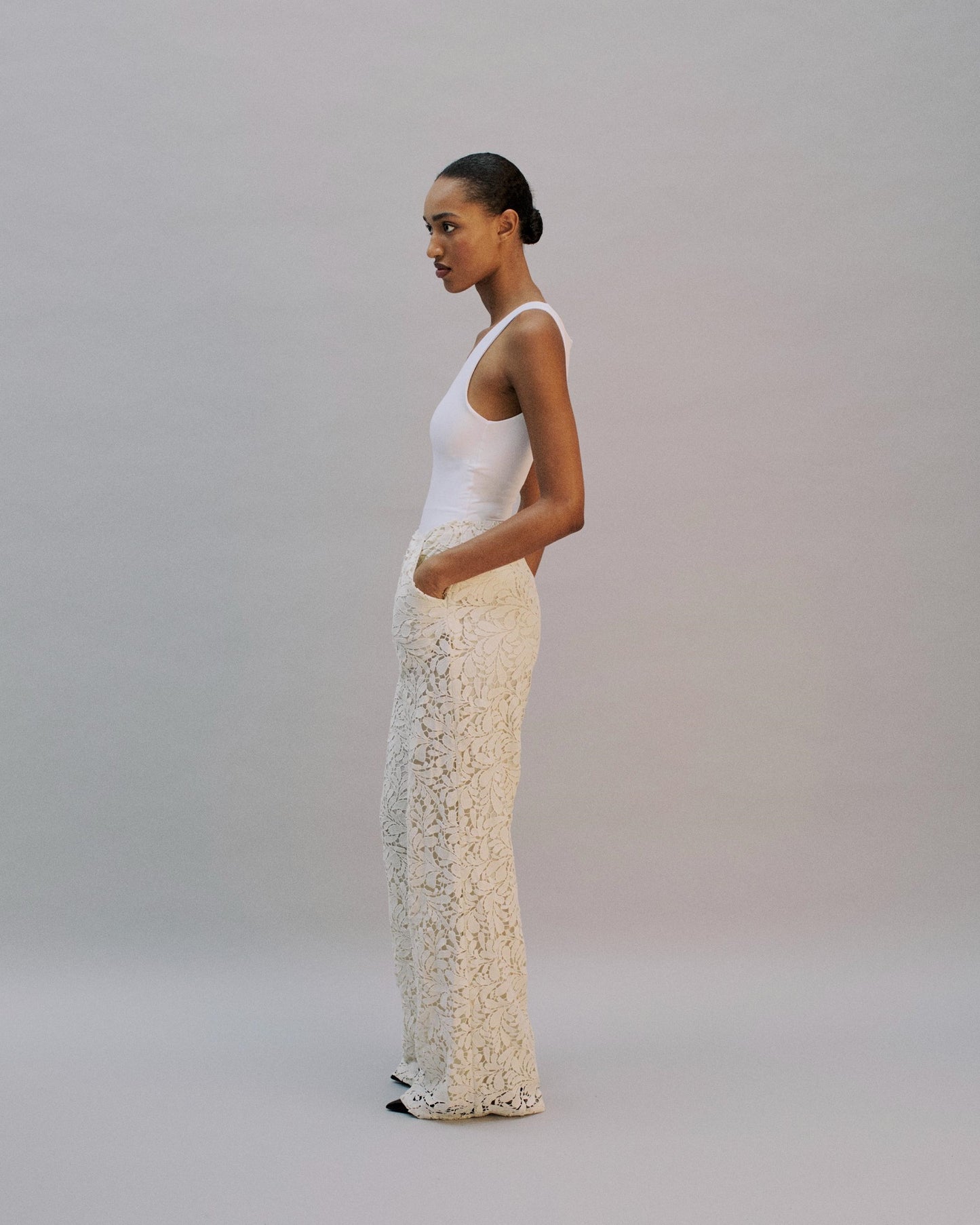 The Greta Pant in Ivory lace