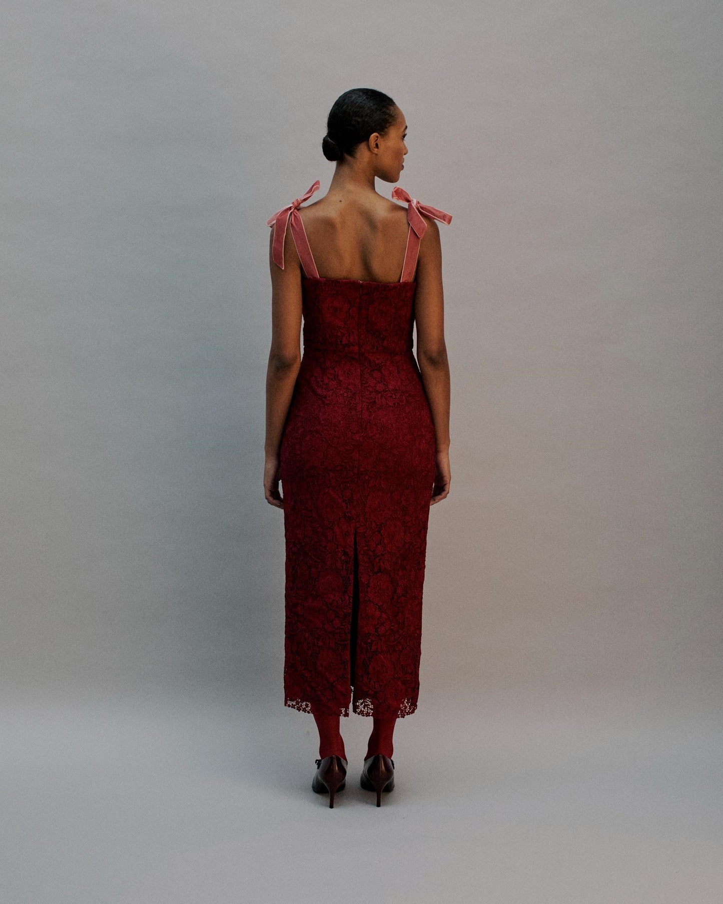 The Gigi Midi Dress in Cherry Lace