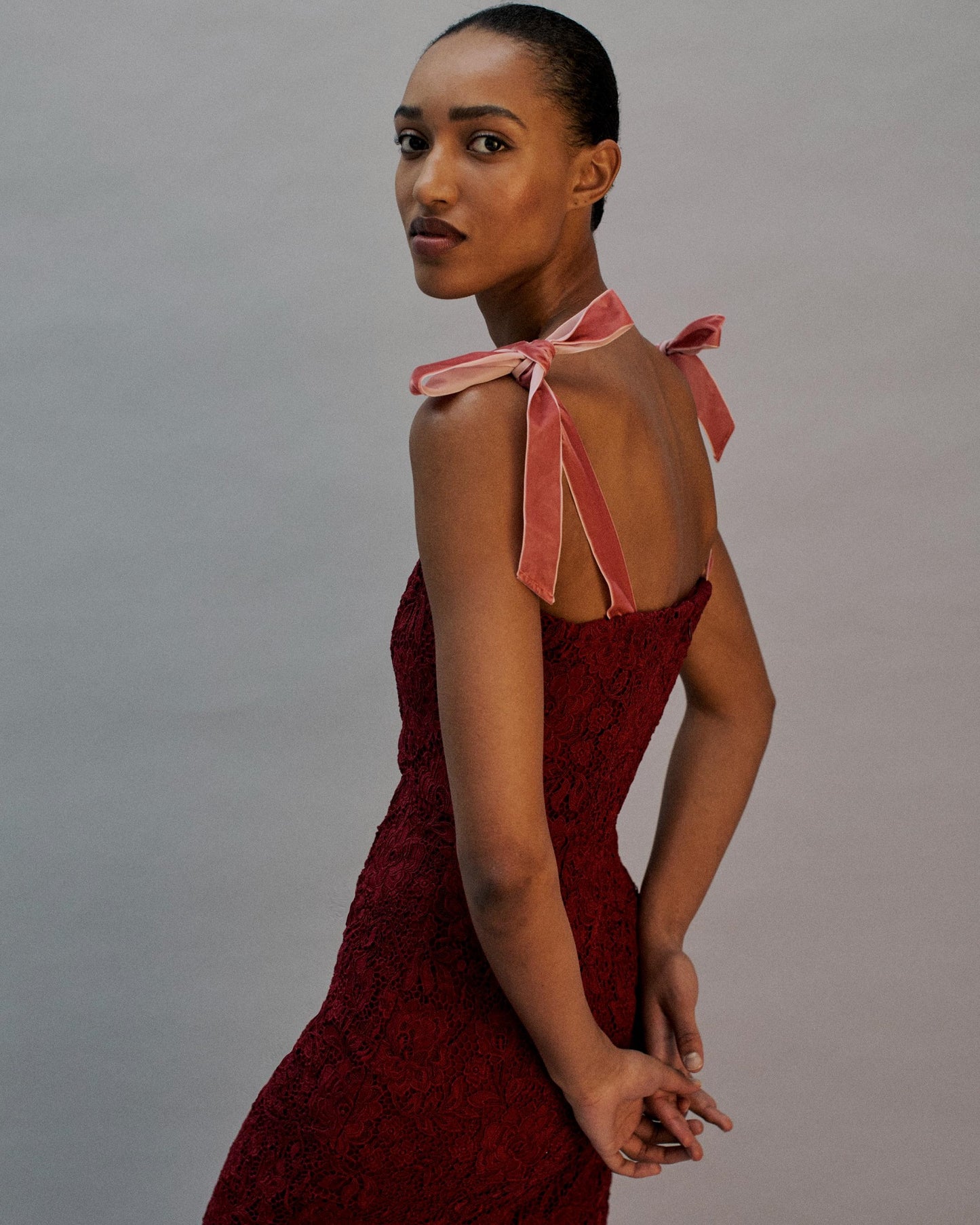 The Gigi Midi Dress in Cherry Lace