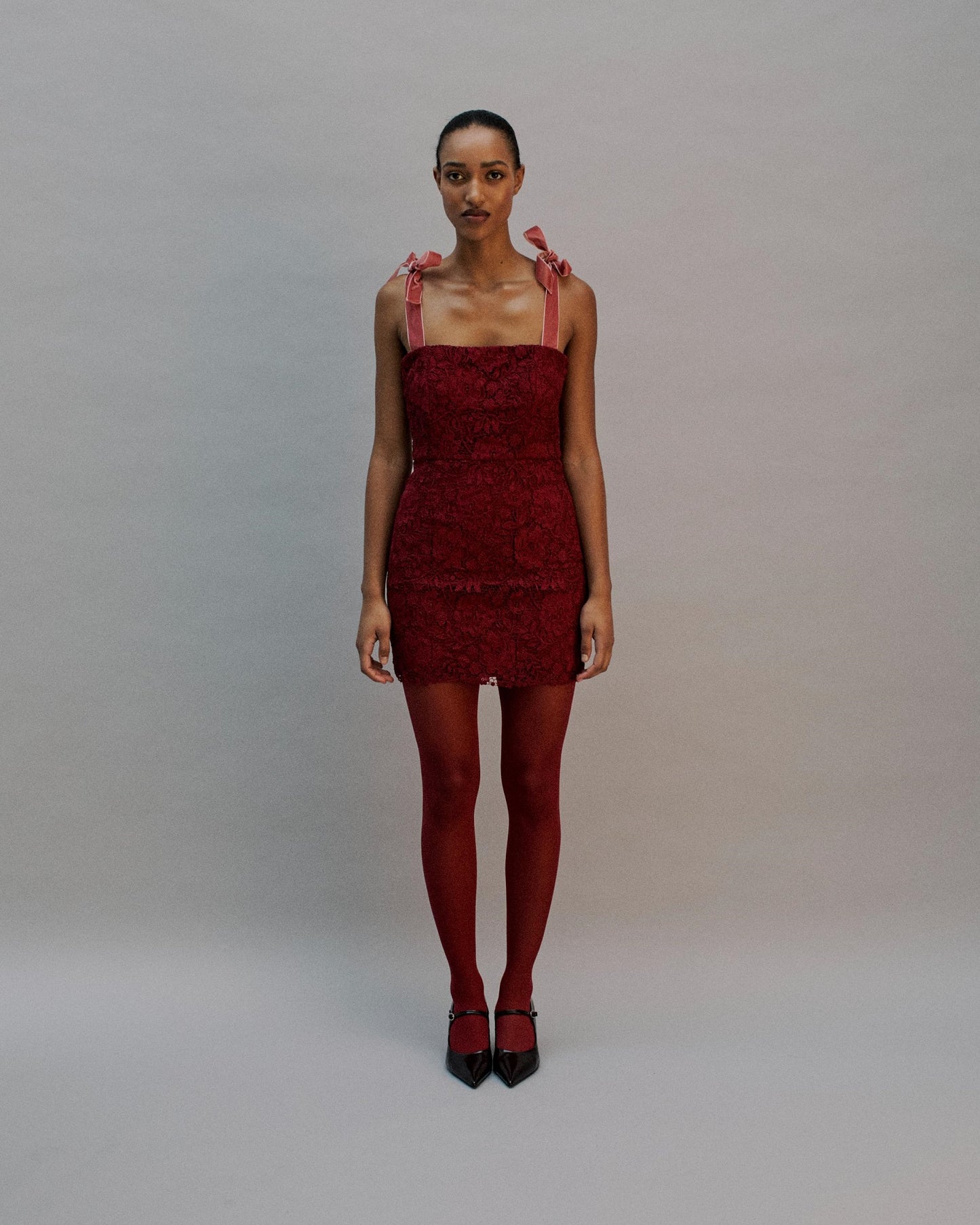 The Gigi Mini Dress in Cherry Lace