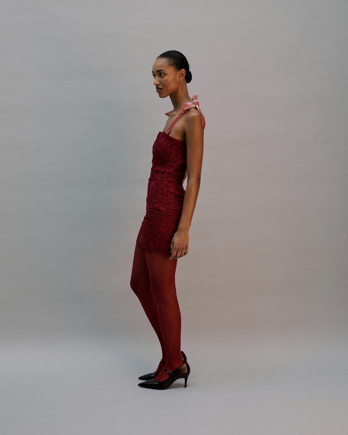 The Gigi Mini Dress in Cherry Lace