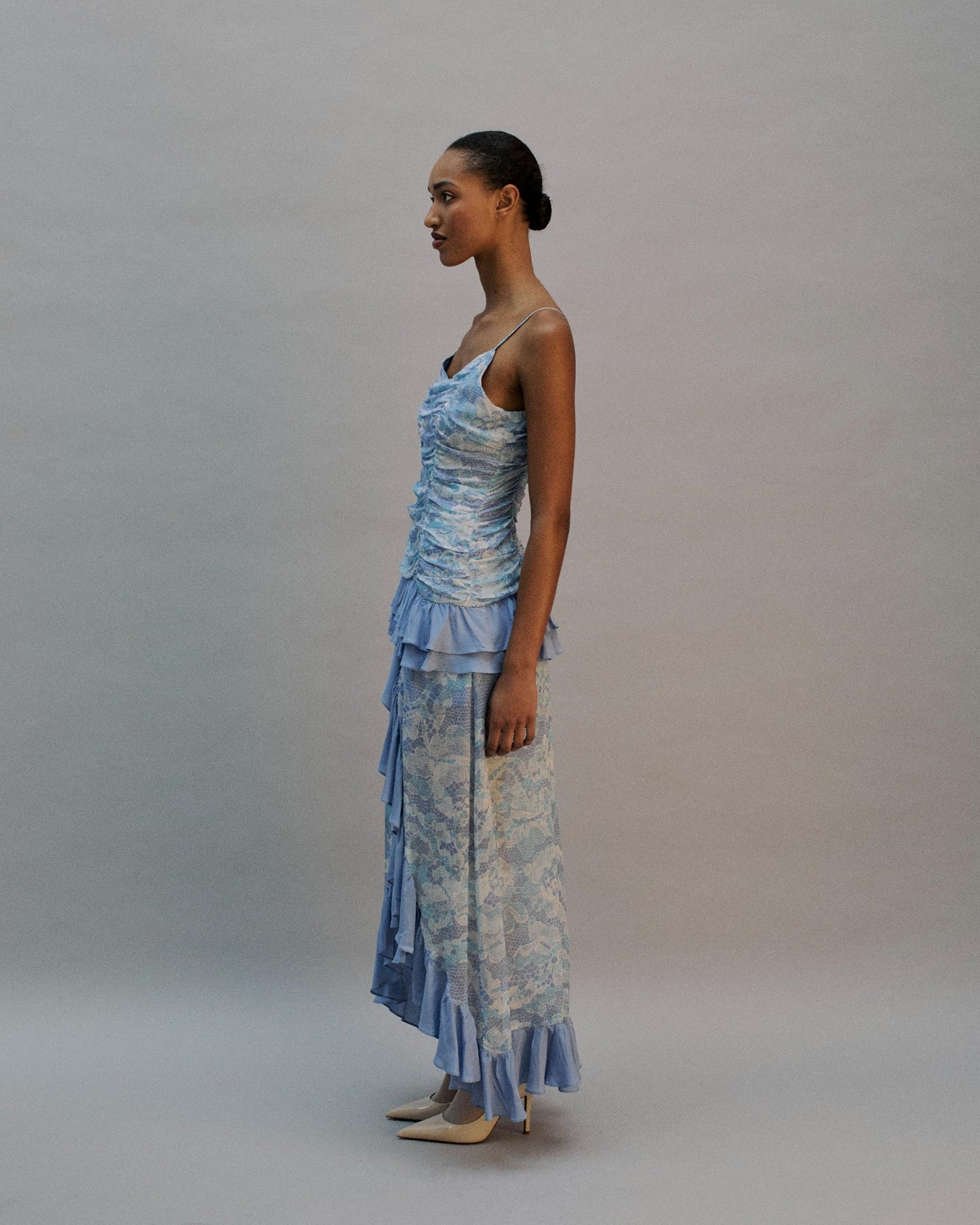 The Freya Maxi Dress in the Bluebell Lace Print