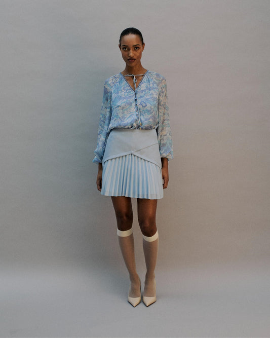 The Kaia Blouse in the Bluebell Lace Print