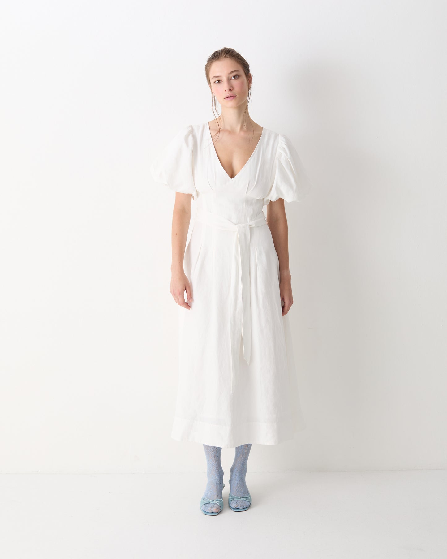 The Nadia Midi Dress in Ivory