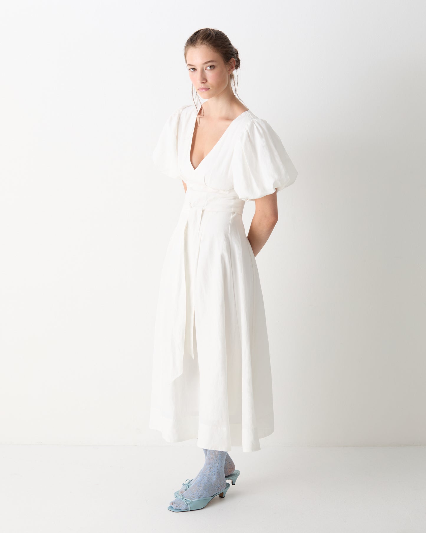 The Nadia Midi Dress in Ivory