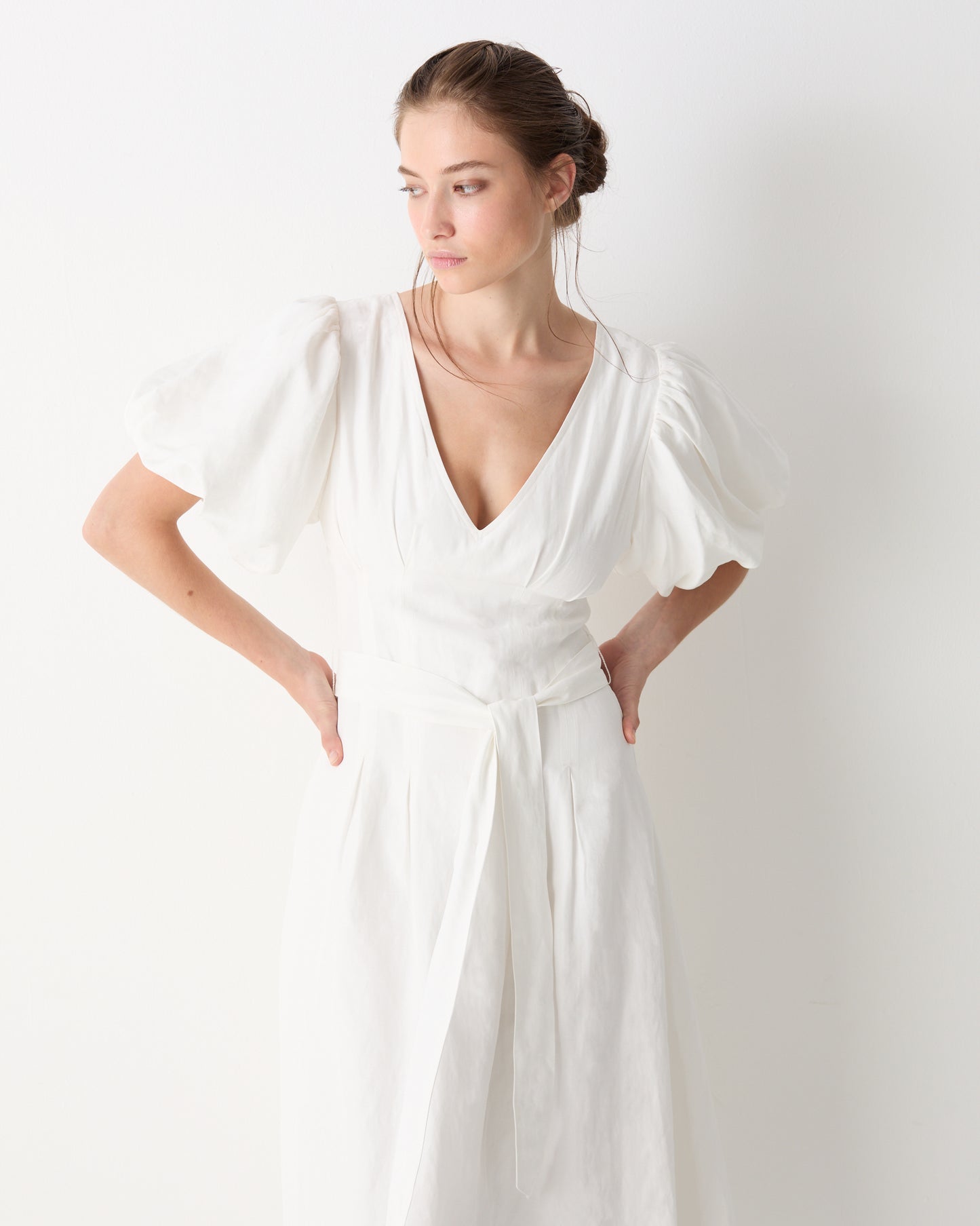 The Nadia Midi Dress in Ivory