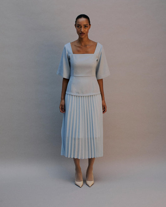 The Cora Midi Dress in Duckegg Blue