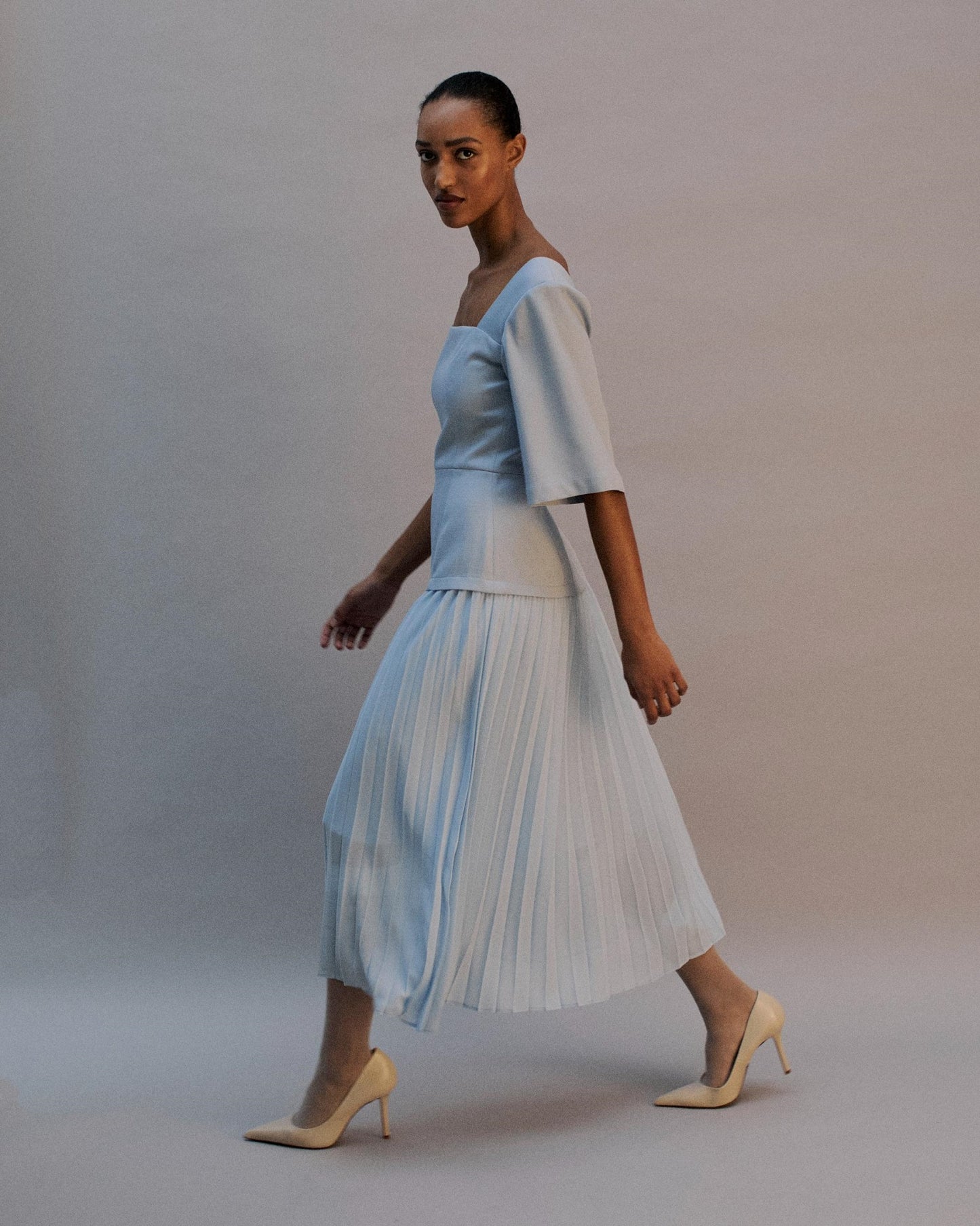 The Cora Midi Dress in Duckegg Blue