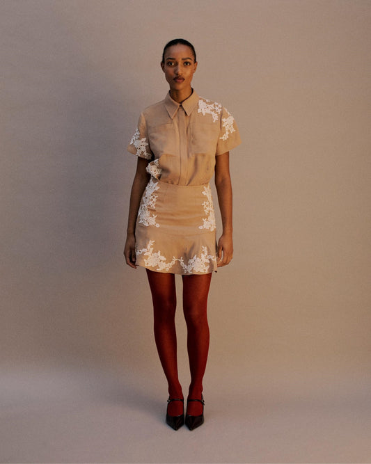 The Karmen Mini Skirt in Biscuit