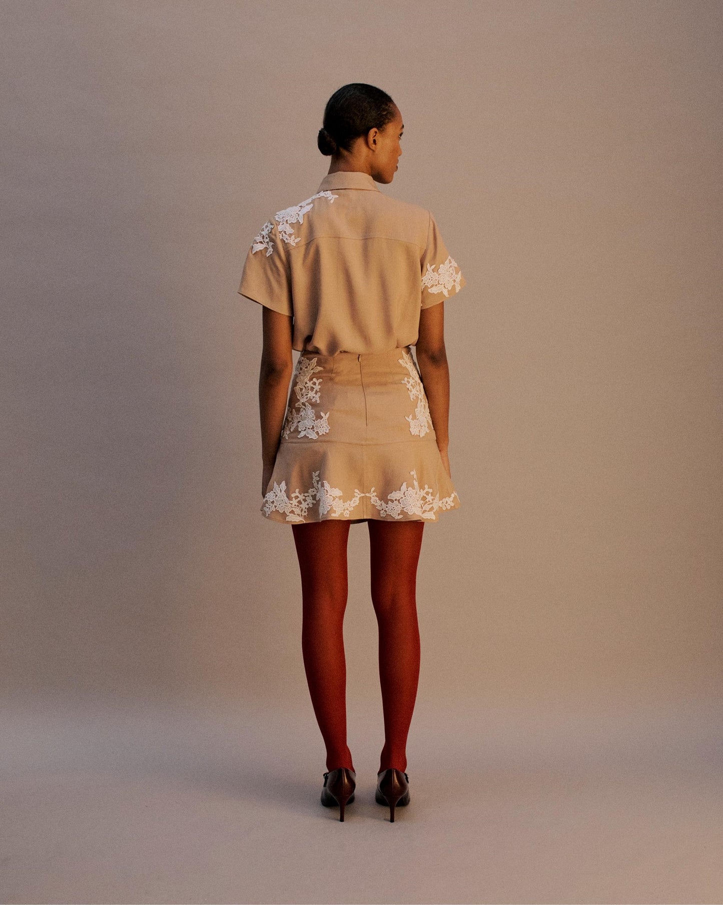 The Karmen Mini Skirt in Biscuit