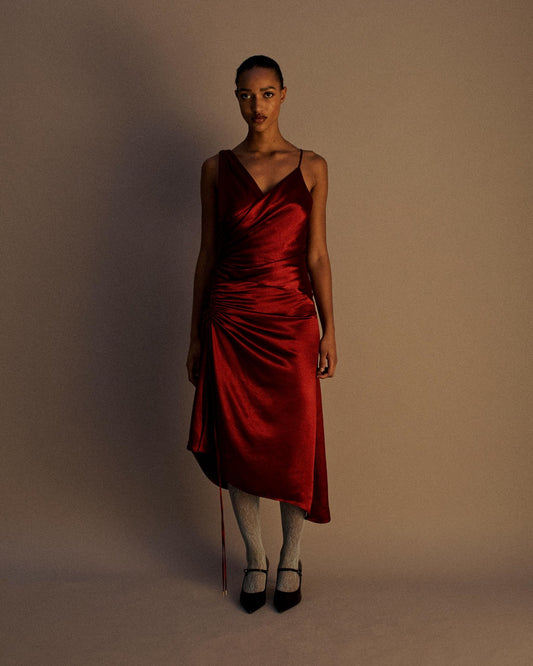 The Aphrodite Midi Dress in Cherry