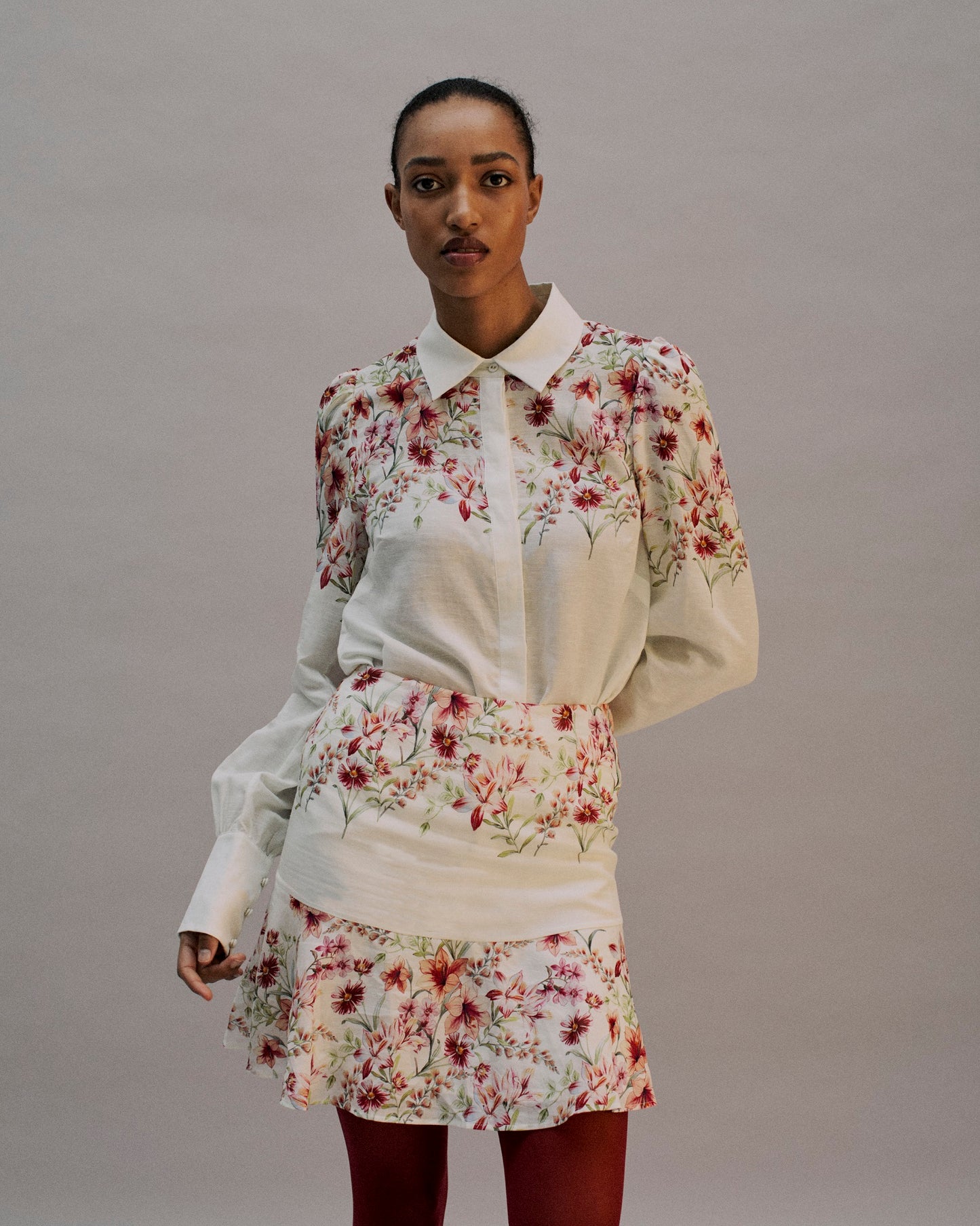 The Hailey Mini Skirt in The Garden Bloom Print