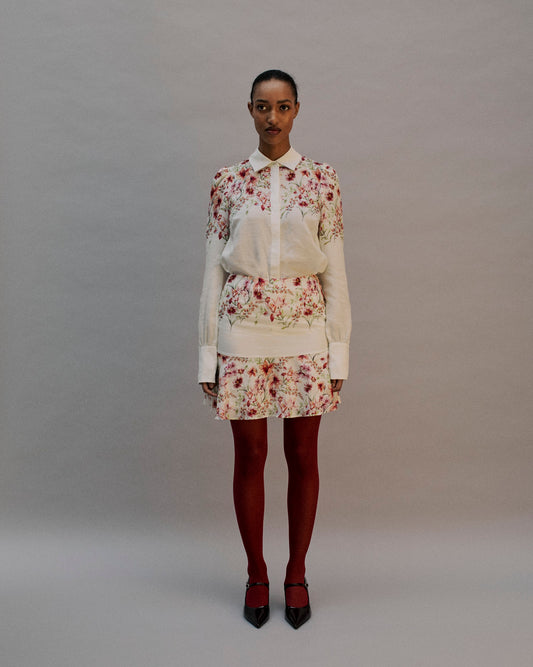 The Hailey Mini Skirt in The Garden Bloom Print