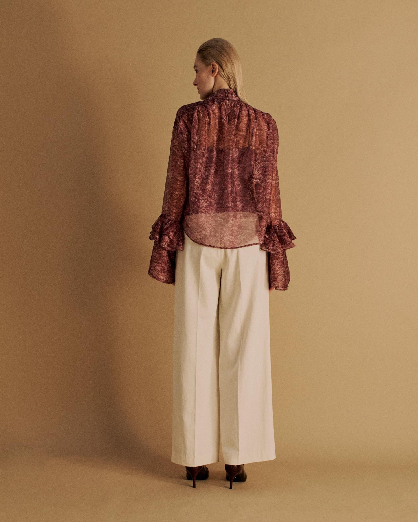 The Clara Blouse in the Magenta Lace Print