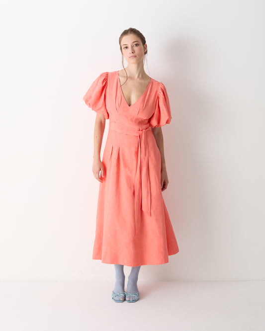 The Nadia Midi Dress in Apricot