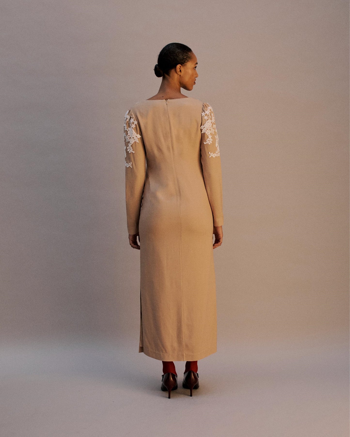 The Sadie Midi Dress in Biscuit