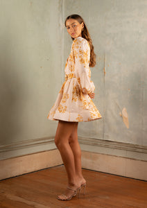 Lucille Mini Dress - Fleurs D'or Print